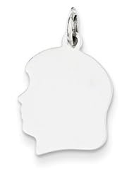 Genuine IceCarats Designer Jewelry Gift 14K White Gold Plain Medium Facing Left Engravable Girl Charm
