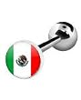 316 Surgical Stainless Steel Barbell with Mexico Flag Logo Sold as a Pair