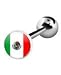 316 Surgical Stainless Steel Barbell with Mexico Flag Logo Sold as a Pair