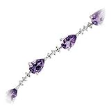 10kt. White Gold, Amethyst Fashion Bracelet with Diamond Accent