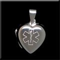 Sterling Silver Heart Shape Medical ID Locket with Caduceus Medical Symbol (*On Sale, Reg $26.95)