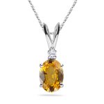 0.02 Cts Diamond & 0.50 Cts Yellow Sapphire Pendant 