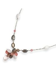 Sterling Silver Cherry Quartz & White/Black Moonstone Necklace QH2021-16"