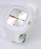 GSI Quality Waterproof Silicone Gel Sporty Wrist Band Watch - Wide Face With Analog Dial Style, For Children And Sports - White