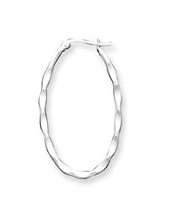 Sterling Silver Twisted Oval Hoop Earrings QE3777"