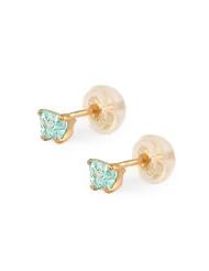 Baby 14K Yellow Gold Blue Topaz C.Z. Butterfly Stud Earrings