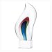 Rainbow Wave Sculpture Modern Art Jeweled Toned Glass