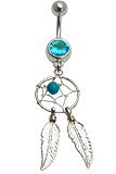 Aqua Dream Catcher Navel Ring Belly Rings Body Jewelry