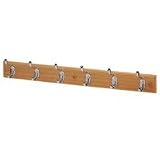 Wood Back 6 Hook Hanger, Chrome