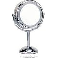 Danielle 5x Magnification 20 cm Diameter Double Sided Pedestal Mirror with Mains Operated LED Light - Chrome