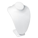 Premium Quality White Leather Necklace Bust Jewelry Showcase Display 7.5 "H