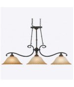Quoizel GE351SE Geneva 3-Light Chandelier with Twisted Amber Scavo Glass, Stonehenge