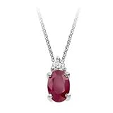 0.05 Carat G/VS2 Round Brilliant Certified Diamond with Ruby Drop Pendant in 18ct Solid White Gold