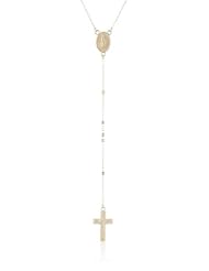 14k Yellow, White and Rose Gold Rosary Necklace Pendant Necklace, 17"