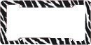 Zebra License Plate Frame (Made of Plastic)