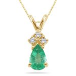 0.03 Cts Diamond & 0.31 Cts Emerald Pendant in 14K Yellow Gold