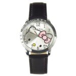 Hello Kitty Round Wrist Watch Wristwatch Black