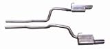 American Muscle Car Dual Exhaust Kit Exit Is Straight Out The Back Incl. Muffler/2.5 in. Pipes/4 in. Intercooled Stainless Tips/Hangers/Clamps Aluminized