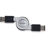 BELKIN 2.6FT RETRACTABLE FIREWIRE CABLE 6PIN/6PIN 28AWG (Silver) (#F3N403-2.6-RTC) (Retail)