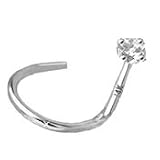 14KT White Gold Nose Ring Screw 1.5mm Genuine Diamond Free Backing! 20G