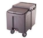 Slidinglid Ice Caddy, Mobile, 29-1/4''H, 125-Lb Cap., Lid Slides Back & Under, Polyethylene Body