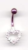 Pink Titanium Navel Bar with a Silver Romance in Rose stones