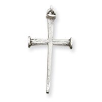 Sterling Silver Satin Nail Cross with 20 Inch Sterling Silver Chain