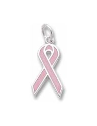 Rembrandt Charms, Pink Ribbon, Breast Cancer Charm in Solid Sterling Silver or Gold