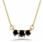 1/2 Ct AAA Black Diamond Three-Stone Pendant in 18K Yellow Gold