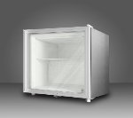 11E9H4W29QL. SL160  Compact Refrigerator, Front Mount Lock, SS Cabinet, Glass Door, 1.8 cuft