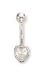 14k Heart CZ Drop Belly Ring
