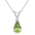 0.02 Cts Diamond & 0.25 Cts Peridot Pendant in 