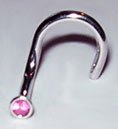 14 karat White gold with genuine Pink Sapphire nose ring