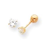 14k Polished Reversible CZ & 4mm Ball Earrings SE269