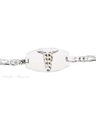 Sterling Silver Medical Identification Emergency Bracelet Caduceus 8 Inch