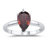0.91 Cts Garnet Solitaire Ring in 14K White Gold
