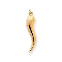 14k Large Polished Italian Horn Charm by JewelryWeb