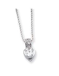 Sterling Silver CZ Heart on 18" Chain Necklace QG967-18"