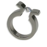 316L Stainless Steel Ring 6mm cubic zirconia stone. Width: 6mm