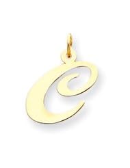 Script Letter Charm, Yellow Gold
