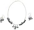 Gifts for Her Silver Black Onyx Necklace and Earrings Set (gnklcs278)