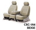 Coverking Leather Custom Fit Seat Covers - GENUINE LEATHER BEIGE, Front Row Seats. GMC Sierra 1500HD, 2500HD, 3500 1500HD ONLY, 40/20/40 Split Bench, W/Folding Console, W/Power Driver and Passenger Seat 2001 - 2006