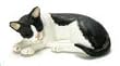 Miniature Black and White Shorthair Resin Cat