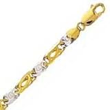 14k Two Tone Gold 24 Inch X 5.1 mm Tiger Eye Link Necklace