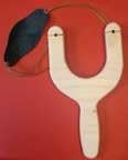 Child's Slingshot, Wooden with Leather Pouch, 7"