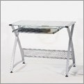 Euro Style Barcelona Computer Desk (Style: Frosted Glass/Aluminum)