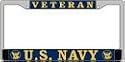 US Navy Veteran License Plate Frame (Chrome Metal)