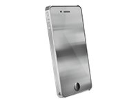 Cellular Line Schutzh&uuml;lle mit Spiegel-Display-Schutzfolie und Reinigungstuch f&uuml;r Apple iPhone 4/4S silber