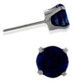 0.60Ct. Genuine 4mm Round Sapphire 14 Karat White Gold Stud Earrings