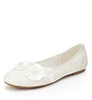 Floral Corsage & Lace Design Shoes